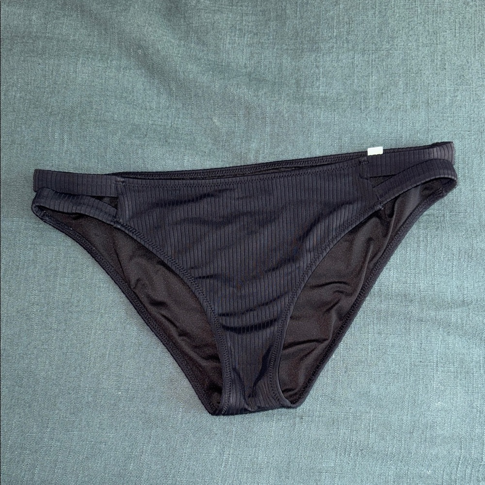 Shade & Shore Black Ribbed Bikini Bottom